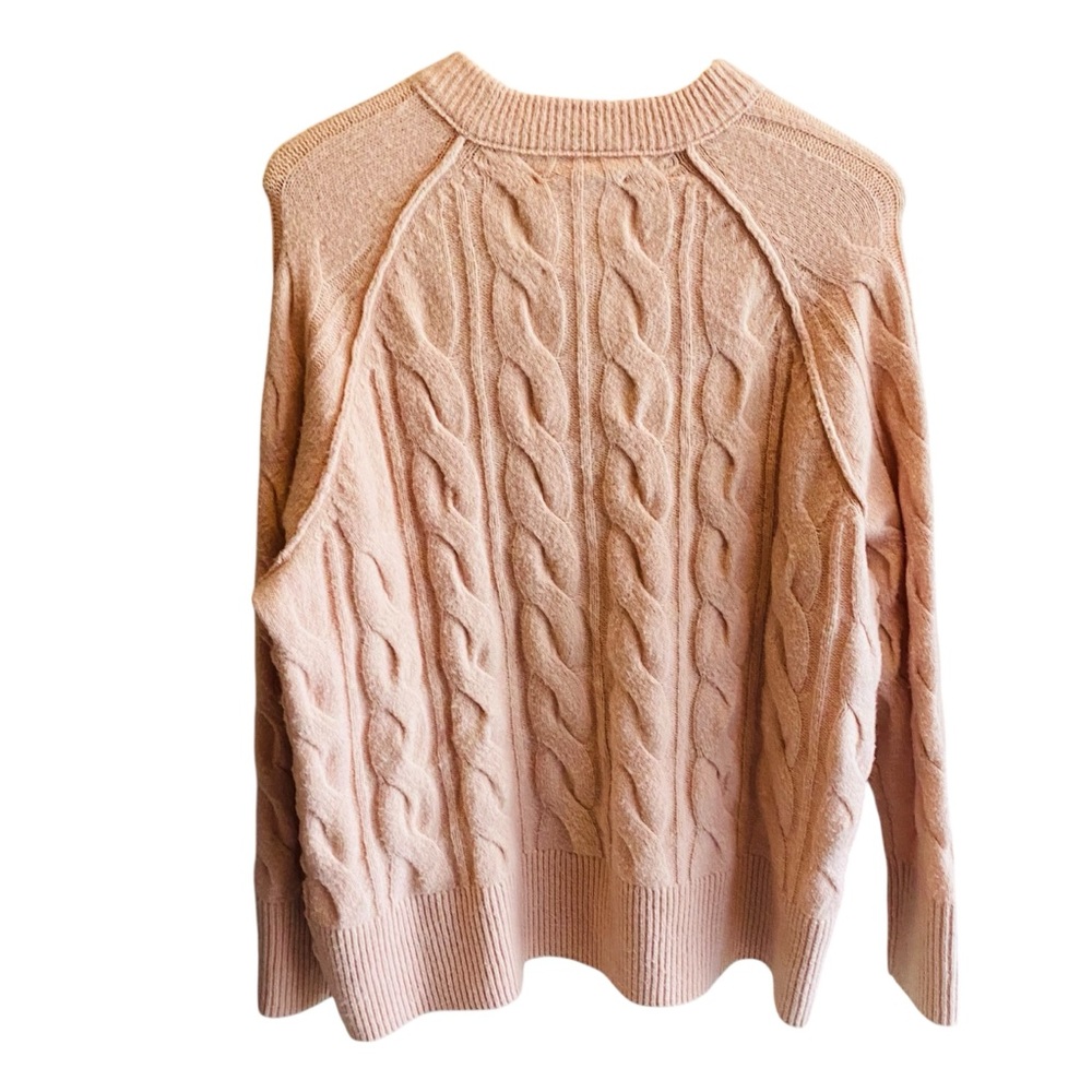 Aerie unREAL Cable Crew Sweater Dusty Pink Oversized Cableknit Size XXS - Picture 4 of 6